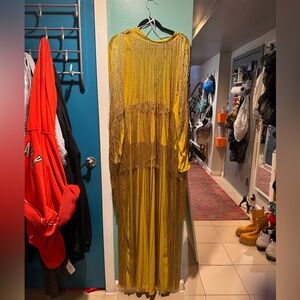 Gold shimmer fringe caftan
